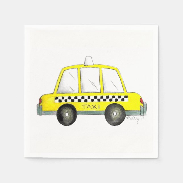 Taxi NYC Yellow New York City Chequered Cab Party Napkin (Front)