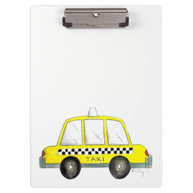 Taxi NYC Yellow New York City Chequered Cab Print Clipboard (Front)
