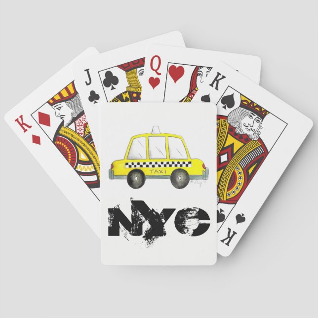Taxi NYC Yellow New York City Chequered Cab Print Playing Cards (Back)