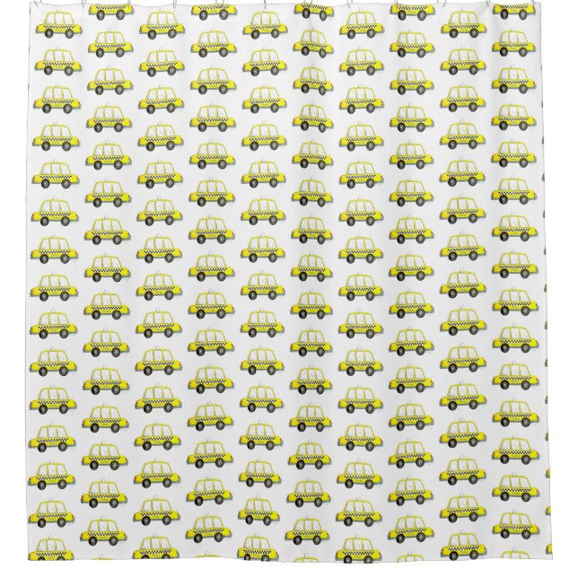 Taxi NYC Yellow New York City Chequered Cab Print Shower Curtain (Front)