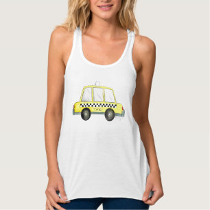 Taxi NYC Yellow New York City Chequered Cab Print Singlet
