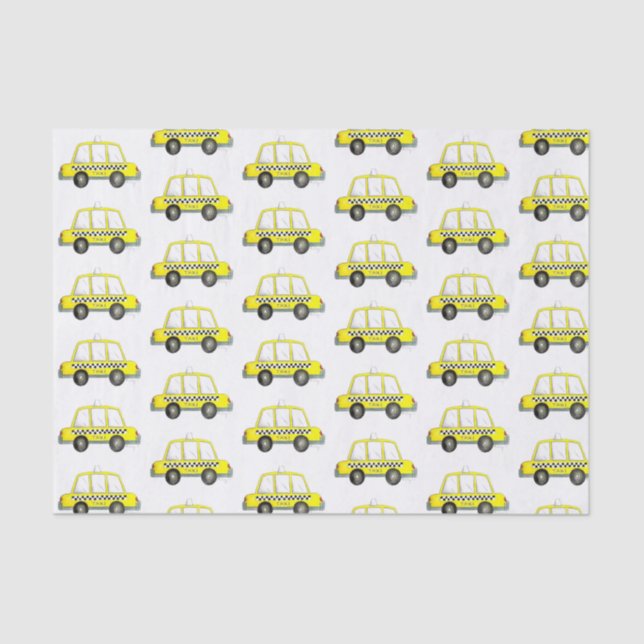 Taxi NYC Yellow New York City Chequered Cab Print Tissue Paper (Front)