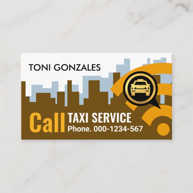Taxi Radio Waves Calling Cab Business Card (Front)