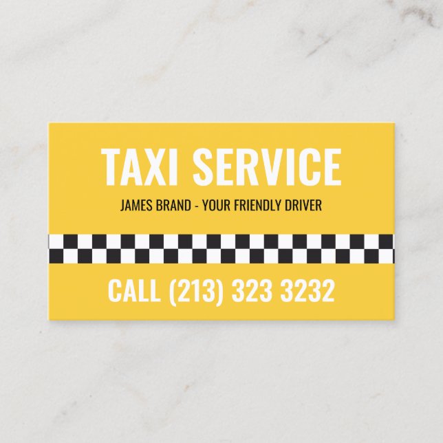 Taxi Service Cab Driver Black and White Pattern Business Card (Front)