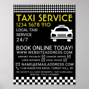 Taxi Station, Taxi Cab Firm Advertising Poster