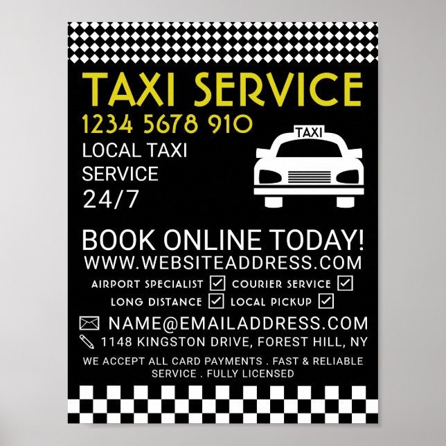 Taxi Station, Taxi Cab Firm Advertising Poster (Front)