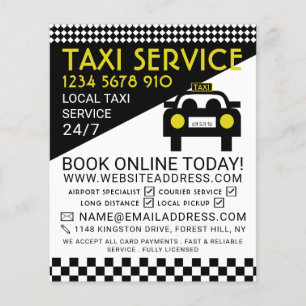 Taxi Station, Taxi Cab Firm with Price List Flyer