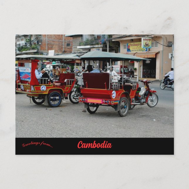 Taxis in Phnom Penh Cambodia Postcard (Front)