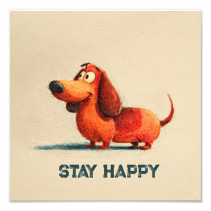 tay Happy Dog – Cute Positive Quote Art Photo Print