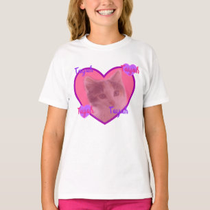Tayah Name With Kitten In Love Heart, T-Shirt