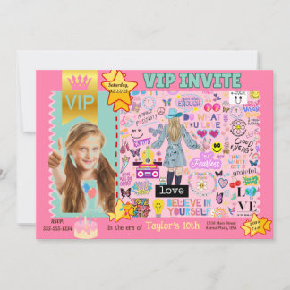 TAYLOR B-DAY THEME VIP PHOTO INVITATION FOR GIRLS