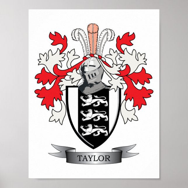 Taylor Family Crest Coat of Arms Poster (Front)