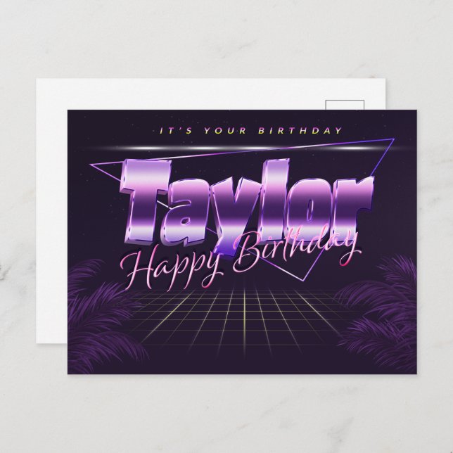 Taylor Name First name pura postcard birthday (Front/Back)