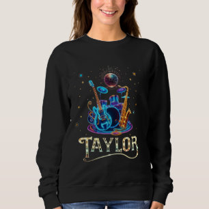 Taylor Name I Love Taylor Birthday Girl Y2K Groovy Sweatshirt