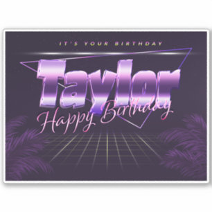 Taylor Name Vorname lila retro Sticker Geburtstag