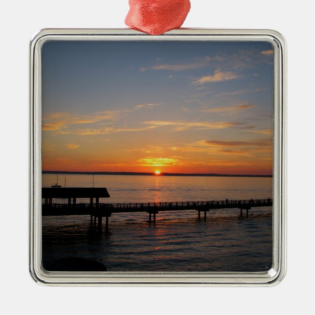 Taylor Street Dock Sunset Metal Tree Decoration (Front)