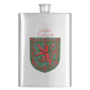 Taylor Tartan Scottish Plaid Lion Rampant Hip Flask