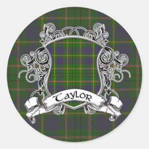 Taylor Tartan Shield Classic Round Sticker