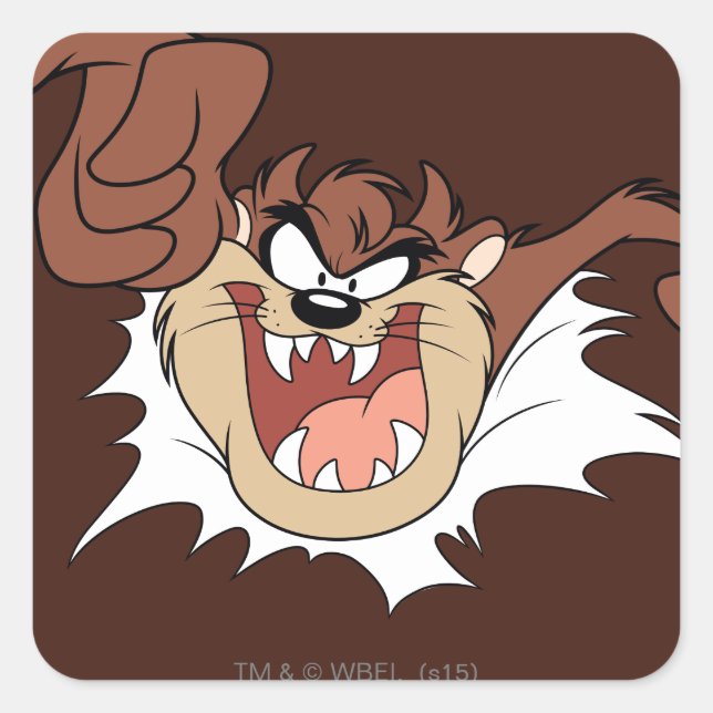 TAZ™ Bursting Through Page Square Sticker (Front)