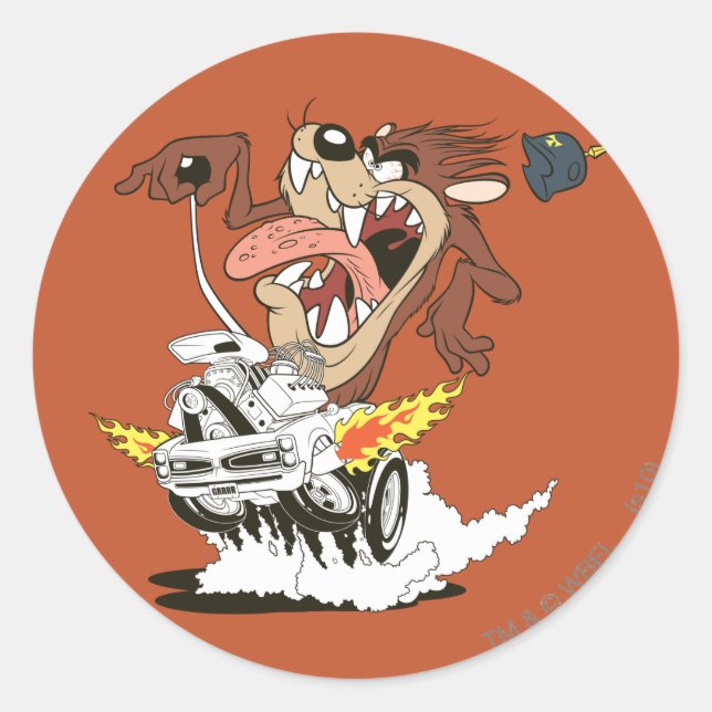 TAZ™ Furious Driving Classic Round Sticker (Front)
