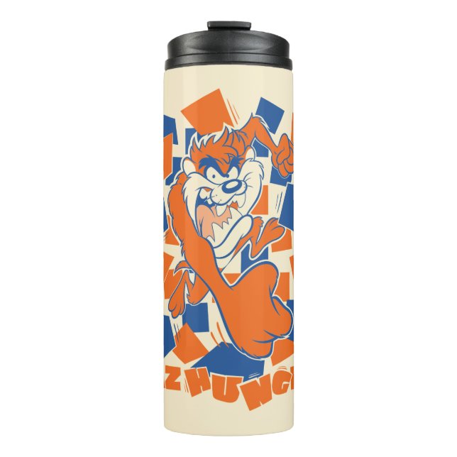 TAZ™ Hungry Smashing Through Chequered Thermal Tumbler (Front)