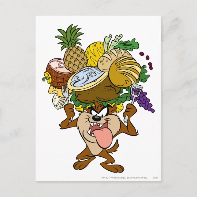 TAZ™ Thanksgiving Feast B/W 2 Holiday Postcard (Front)