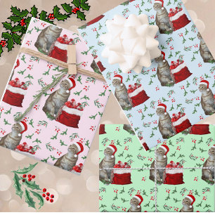 Taz the Cat's Pastel Christmas  Wrapping Paper Sheet