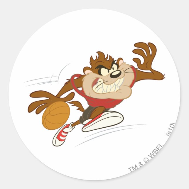 TAZ™ the Dribbling Cyclone Classic Round Sticker (Front)