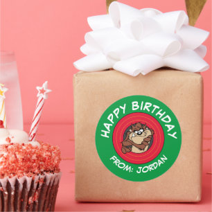 TAZ™ Through LOONEY TUNES™ Circle   Happy Birthday Classic Round Sticker