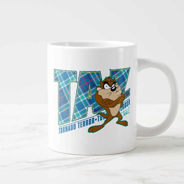 TAZ™ Tornado Terror Plaid Large Coffee Mug (Right)