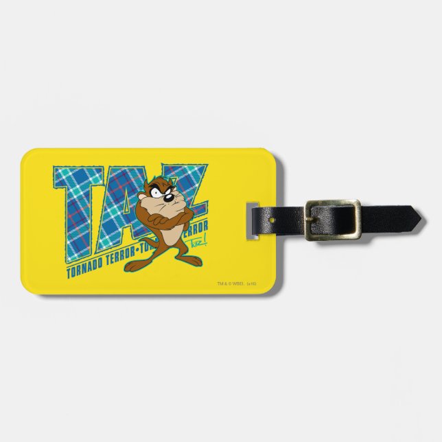 TAZ™ Tornado Terror Plaid Luggage Tag (Front Horizontal)