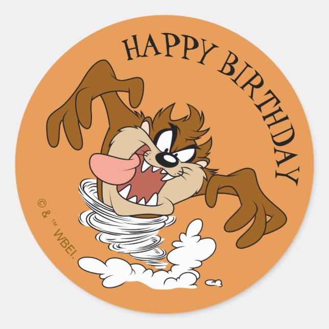 TAZ™ Whirling Tornado Classic Round Sticker (Front)