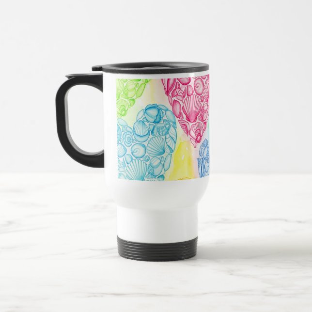 Taza corazones de caracolas  travel mug (Left)
