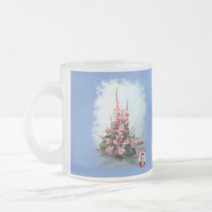 Taza De Cristal Esmerilado Bodegón de flores Frosted Glass Coffee Mug