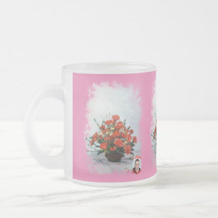 Taza de Cristal Esmerilado Bodegón de flores Frosted Glass Coffee Mug