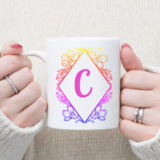 Taza Monograma Botánico Diamante | Personalizada Coffee Mug