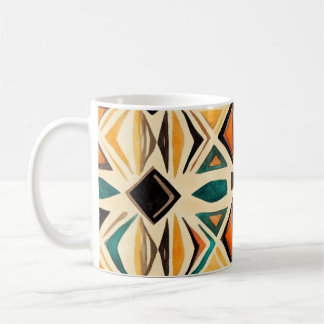 Tazas Aztec Vibes – Geometric Watercolor Mosaic Coffee Mug