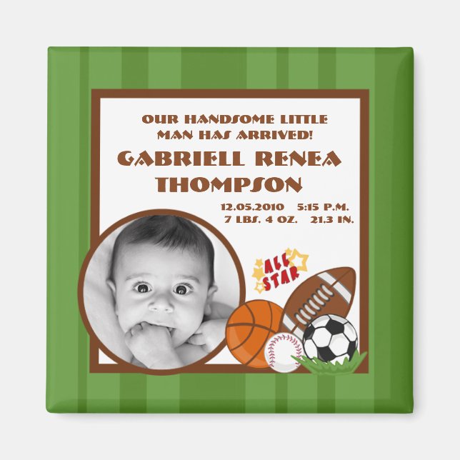 {TBA} 2"x2" All Star Green Announcement Magnet (Front)