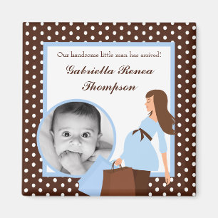 {TBA} 2"x2" Blue Mod Mum Polk Announcement Magnet