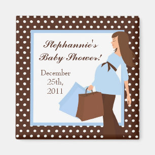 {TBA} 2"x2" Blue Mod Mum Polka Party Favour Magnet