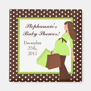 {TBA} 2"x2" Green Mod Mum Polka Party Favour Magne Magnet