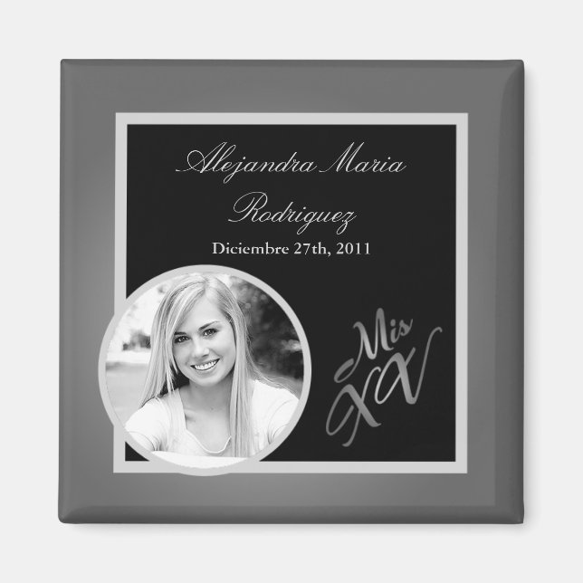 {TBA} 2"x2" Mis XV Silver Announcement Magnet (Front)