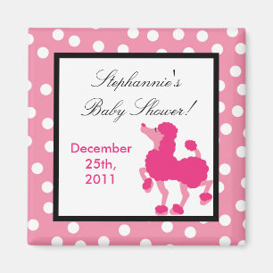 {TBA} 2"x2" Pink Poodle Paris Party Favour Magnet