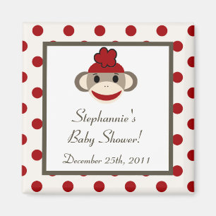 {TBA} 2"x2" Red Sock Monkey Party Favour Magnet