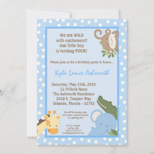 {TBA} 5x7 Safari Jungle Zoo Birthday Invitation