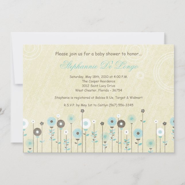{TBA} 5x7 Spring Flower Baby Shower Invitation (Front)