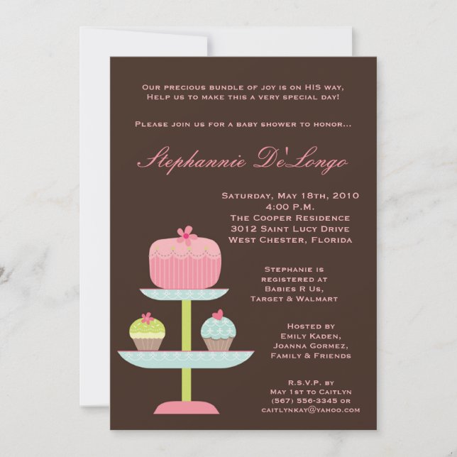 {TBA} 5x7 Sweet Treats Cake Baby Shower Invitation (Front)