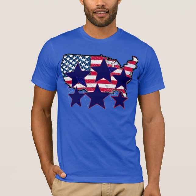 TBA AWARD Winner American Map Flag With Stars T-Shirt (Front)