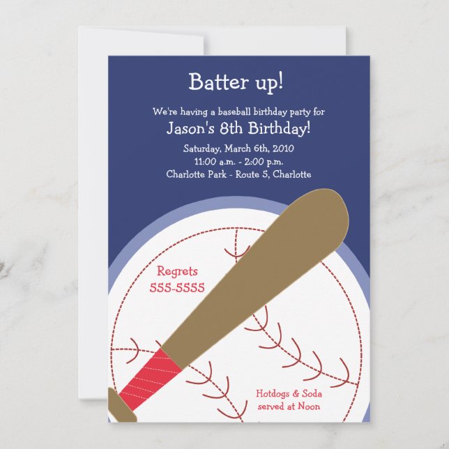 {TBA} BASEBALL Batter Up Birthday Invitation (Front)
