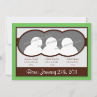 {TBA} Brown Green Triplets Birth Announcements